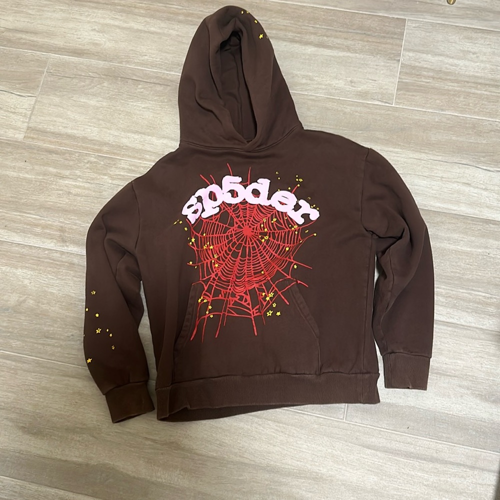 Sp5der Web Hoodie Brown Authentic